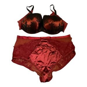 Torrid Curves Bra Set Women 42D Red Black
